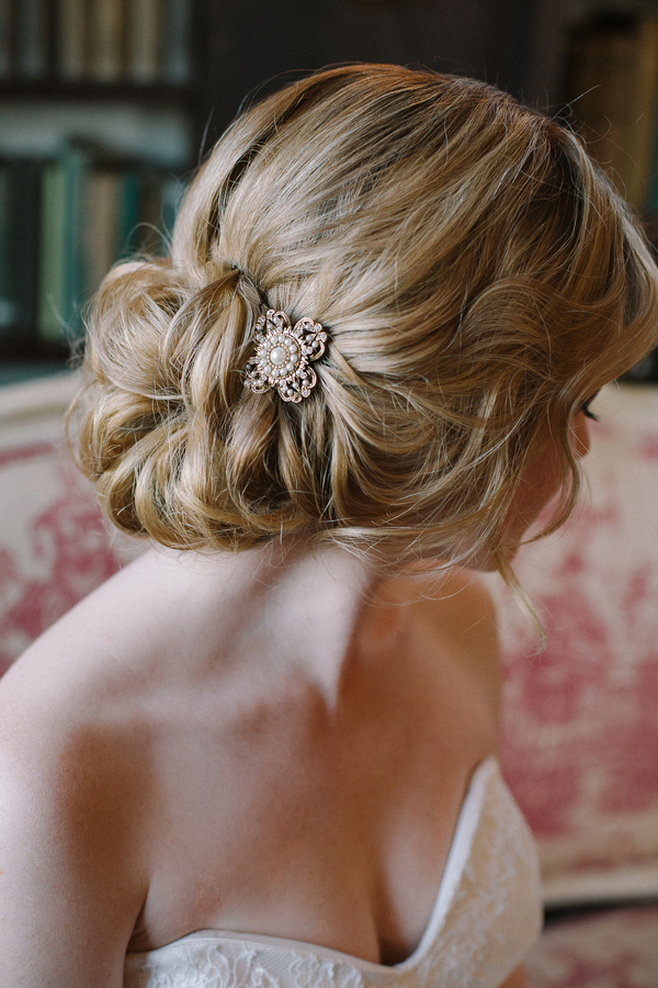 A Loose And Romantic Updo Accessorized With A Sparkly Vintage Brooch ...